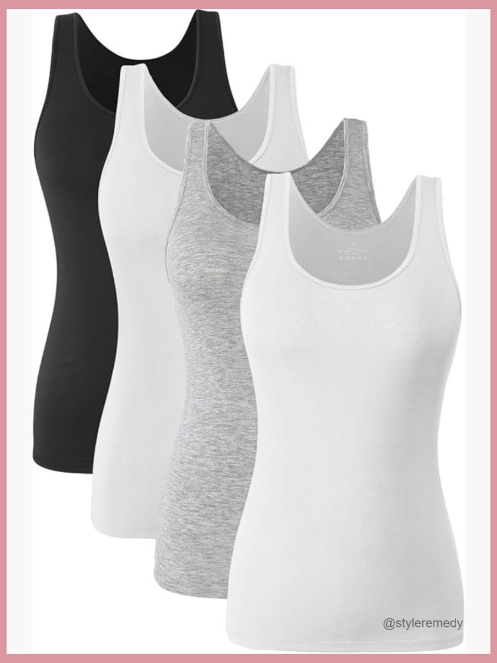 4-Pack Women Tank Tops Scoop Neck Lightweight Stretchy Undershirt Activewear